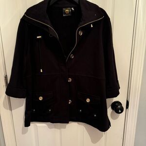 Vecceli Italy Women's Black Jacket Size XL Cotton Boho Fun